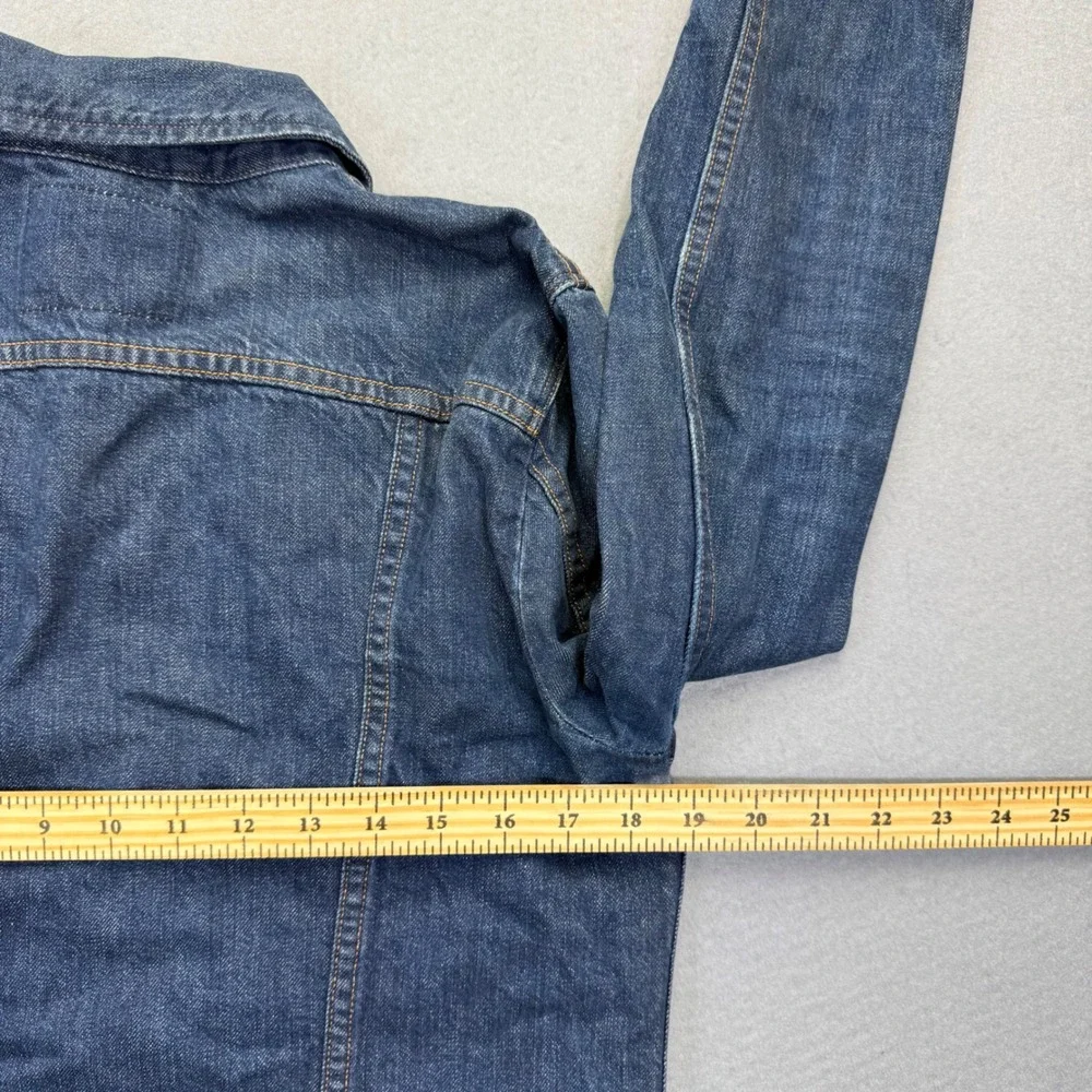Levi‎ Strauss & Co Mens Dark Wash Denim Trucker Jacket Blue Cotton Size Large